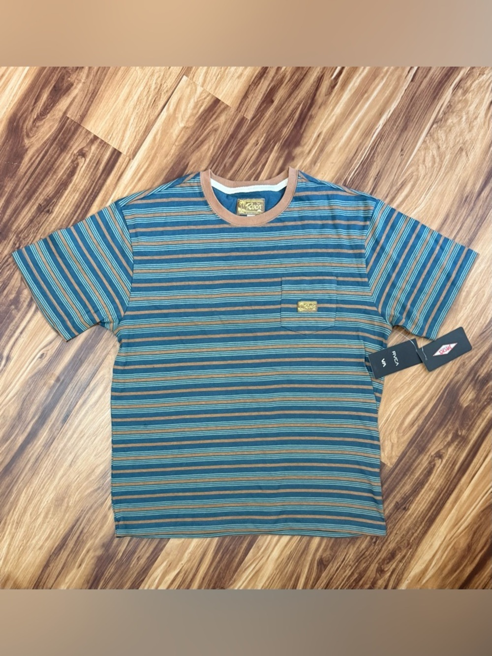 Men’s RVCA Striped Crewneck Pocket Tee
